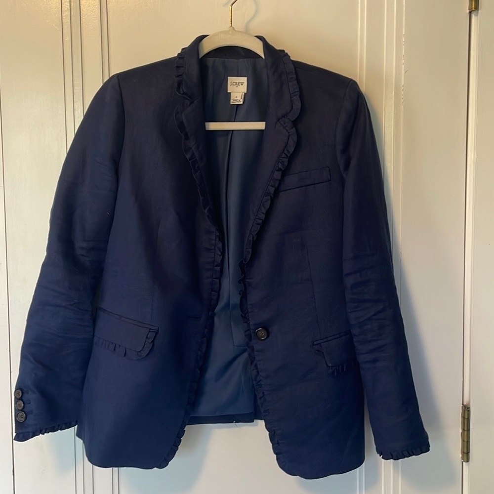J.Crew Cotton Ruffle blazer